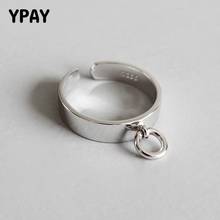 Ypay anel aberto de prata esterlina 925 autêntica, vazado pequeno círculo ajustável para mulheres, joia fina bague ymr630 2024 - compre barato