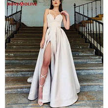 Sexy Split V-Neck Prom Dresses 2020 Women Formal Party Long Spaghetti Straps Evening Gowns vestido de fiesta Elegant gala jurken 2024 - buy cheap