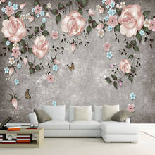 Papel tapiz con foto personalizada 3D, pintado a mano, flores De vid rosa, murales, sala De estar, TV, sofá, fondo, pintura De pared, Papel De pared 3 D 2024 - compra barato