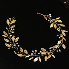 Newest Vintage Gold Color Rhinestone Headbands Wedding Hair Accessories For Bride  Women Handmade Leaf Tiaras Hairband Headpiece 2024 - buy cheap