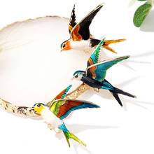 Broche alfinete esmaltado de pássaro de andorinha feminino, broche de alfinete com lapela, acessório de joias 2024 - compre barato