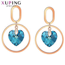 Xuping joias design exclusivo em forma de coração, brinco de cristal feminino elegante para presente de festa 20558 2024 - compre barato