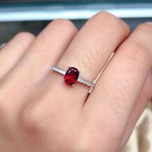 La cantidad limitada de venta: rojo granate anillo de Gema chica joyería de plata regalo de aniversario cumpleaños rojo vino de buen color oval gema natural 2024 - compra barato