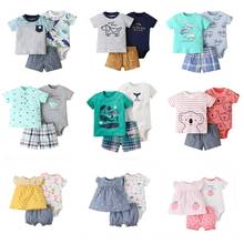 Newborn Baby Girl Boy Clothing Set 2021 Summer Animal Floral Printed Cotton Bodysuit+Tops+Shorts 3PCS Baby Clothes Outfit Sets 2024 - buy cheap