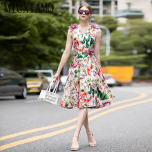 MIUXIMAO-vestido de verano de alta calidad para mujer, prenda sin mangas, con flores en 3D, por encima de la rodilla, novedad de 2020 2024 - compra barato