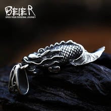 Beier Fashion Punk Vintage Women Men Luck Fish Stainless Steel Pendant Chain Necklace Jewelry LHP177 2024 - buy cheap