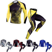 MMA Gym-traje deportivo para hombre, camiseta de manga larga Bjj Jiu JitsuT, pantalones, conjunto de boxeo de compresión MMA, Muay Thai Rashguard, chándal de Fitness 2024 - compra barato