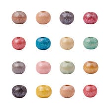 Jewelry Beads Round Wood Beads for Bracelet Making DIY Findings, Dyed, Lead Free, Mixed Color, Pink, 5~6x6~7mm, Hole: 2~3mm 2024 - buy cheap