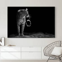 Pinturas de tela de leopardo animais vida selvagem, animais preto e branco, posteres e impressões, imagens de parede, sala de estar, decoração de casa 2024 - compre barato