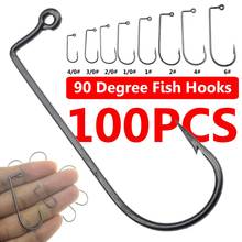 100Pcs High Carbon Steel 90 Degree Jig Fish Hooks for Outdoor Sea Ocean Fishing 2024 - buy cheap