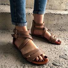 Sandalias planas con hebilla para mujer, zapatos de playa a la moda, con punta abierta, transpirables, para verano 2024 - compra barato