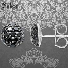Round Pave Stud Earrings Cubic Zirconia Jewelry party silver color Gift For Women Men Lover 2020 New Brincos thomas 2024 - buy cheap