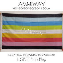 AMMIWAY-Bandera de arcoíris de cualquier tamaño, de alta calidad, 100D, poliéster, LGBT, personalizado, de un o doble cara 2024 - compra barato