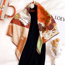 KOI LEAPING new classic flower fashion hand stitch twill silk 90 large square scarf decorative scarf shawl gift 2024 - buy cheap