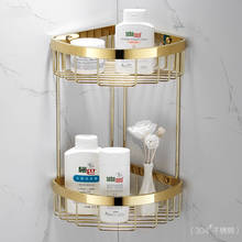 Gold Bathroom Shelf Brass Shower Shampoo Soap Cosmetic Kitchen Rectangle Corner Holder 1-2 Tier Bath Accessories Nail Punched 2024 - buy cheap