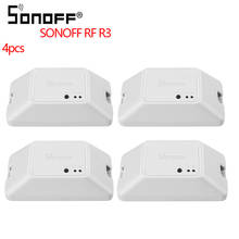 Sonoff interruptor inteligente wi-fi rf r3 433mhz, interruptor de atraso para casa inteligente, controle de luz via ewelink, funciona com alexa, 4 unidades 2024 - compre barato