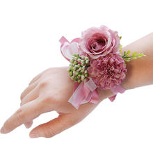 Искусственные шелковые цветы, бутоньерка для невесты, жениха на запястье, для свадебной вечеринки, рождественские украшения, искусственные цветы 2024 - купить недорого