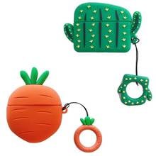 Cactus cenoura caso dos desenhos animados para airpods pro capa sem fio da orelha airpod anel de carga do telefone macio silicone ar pod pele 2024 - compre barato