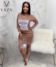 VAZN 2021 Summer European and American Women's Dress Summer Fashion Sexy Casual Print Short-Sleeved Dress 2024 - buy cheap