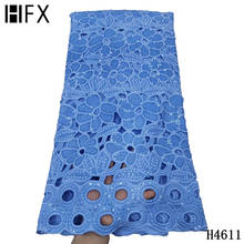 HFX-tela de encaje Nigeriano para vestido, Tejido de gasa de alta calidad con lentejuelas, malla de encaje francés para vestido de 5 yardas, 2021 2024 - compra barato