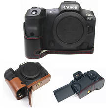 Funda Retro de cuero Pu para cámara, versión de apertura inferior, cubierta protectora de medio cuerpo, Base para cámaras digitales Canon EOS R5 R6 2024 - compra barato