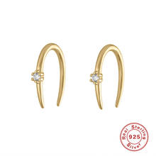 Aide 100% 925 Sterling Silver Earrings For Women Simple U-shaped Lines Stud Earrings Zircon Diamond Korean Jewelry Pendientes 2024 - buy cheap