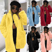 Casual Long Faux Fur Cardigans Blend Coat Thick Warm Winter Fluffy Long Sleeve Artificial Fur Jacket Female Slim Outwear 2024 - buy cheap