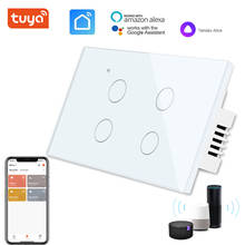 Tuya 1/2/3/4 Gang 1 Way WiFi Wall Glass Led Light Touch Switch for Google Home Alexa Voice Control US Standard 2024 - buy cheap
