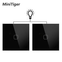 Minitiger-interruptor eu de parede, padrão europeu, controle bidirecional, painel de vidro cristalino