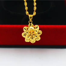 Colares de ouro puro com pingente de flor, colar feminino de ouro para casamento, joias, acessórios, gargantilha para presentes de dia de brix 2024 - compre barato
