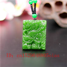 Natural Green Chinese Jade Dragon Pendant Beads Necklace Fashion Charm Jadeite Jewelry Carved Amulet Gifts for Women Men 2024 - buy cheap