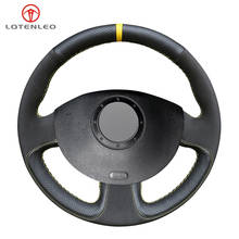 LQTENLEO Black Genuine Leather Suede Car Steering Wheel Cover for Renault Megane 2 2003-2008 Kangoo 2008-2012 Scenic 2 2003-2009 2024 - buy cheap