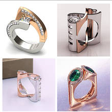 Роскошное модное женское кольцо с цирконом, уникальный стиль, золотые обручальные кольца, винтажные Свадебные Кольца для женщин 2024 - купить недорого