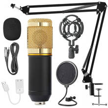 Microfone condensador conjunto com suporte de montagem de placa de som usb para gravação de som de transmissão ao vivo 2024 - compre barato