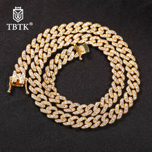 TBTK 9mm Miami Cuban Link Chain Necklace Men Gold Iced Out Rhinestones Hiphop Fashion Punk Necklace Charms Jewelry 2024 - buy cheap