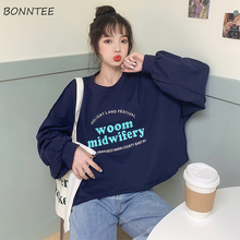 Sweatshirts Women Spring Fall Chic Letter Loose Daily Cropped Casual All-match Elegant Classic Simple Minimalist Harajuku Mujer 2024 - buy cheap