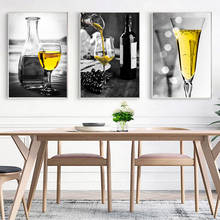 Yellow Champagne Picture Home Decor Nordic Canvas Painting Wall Art Print Wine Cup Poster Art Painting for Kitchen Living Room 2024 - buy cheap