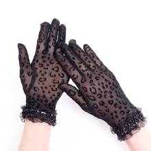 Women Sunscreen Gloves Summer Mesh Short Thin Elastic Flocking Anti-UV Lace Sleeve Sexy Leopard Cycling Driving Mittens B68 2024 - buy cheap