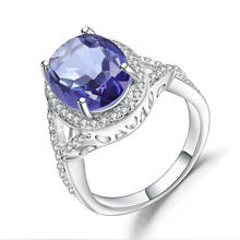 Женское кольцо из стерлингового серебра 925 пробы с драгоценным камнем, 5,57ct, натуральное голубое мистическое кварцевое кольцо с иолитом, свадебные ювелирные украшения 2024 - купить недорого