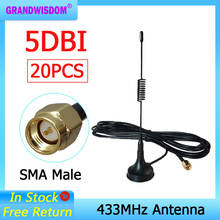 20 шт. 5dbi 433 МГц антенна 433 МГц антенны GSM SMA разъем с магнитной базой для радиосигнала усилитель беспроводной повторитель 2024 - купить недорого