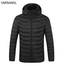 Мужская куртка с подогревом Varsanol, уличная куртка с USB-зарядкой, теплая парка, зимняя куртка и пальто с длинным рукавом и капюшоном, мужская одежда 4xl 2024 - купить недорого