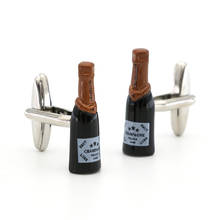 Abotoadura de garrafa de vinho masculina, material de latão com design para beber e cor preta 2024 - compre barato