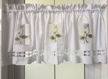 Kitchen Curtain Small Rose Flower Embroidered Decorative Short Curtain for Window 2024 - buy cheap