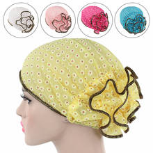 Chapéu muçulmano, chapéu de flor, cachecol turbante indiano, chapéu para mulheres, envoltório de cabeça hijab, bandana, chapéu elástico, acessórios para cabelo femininos 2024 - compre barato