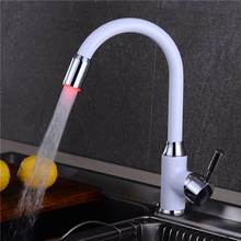 Led torneira da cozinha de cobre vessel sink tap deck montado sensor temperatura cor led toque mixer água quente e fria único punho 2024 - compre barato