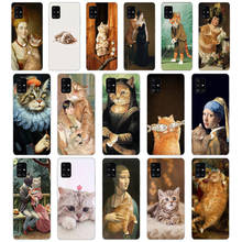 Capa de celular macia de silicone tpu 14 art, capa de gato para samsung galaxy a31 a41 a51 a71 a40 2019 2024 - compre barato