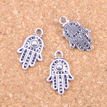 Amuletos hamsa proteção da palma da mão 21x13mm, pingentes antigos, joias vintage de prata tibetana, faça você mesmo para pulseira e colar com 145 peças 2024 - compre barato