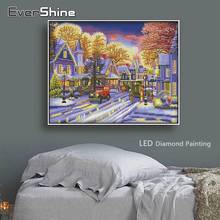 Evershine diamante bordado led luz cenário pintura diamante broca cheia strass natal paisagem mosaico diamantes arte 2024 - compre barato