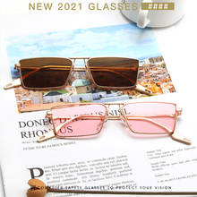 Elbru-gafas de sol rectangulares para hombre y mujer, lentes de sol con montura metálica, protección UV, cómodas, a la moda, color marrón, rosa y verde 2024 - compra barato