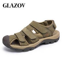 GLAZOV-zapatos informales para hombre, sandalias antideslizantes de cuero genuino para exteriores, zapatillas de playa, talla grande 38-46 2024 - compra barato
